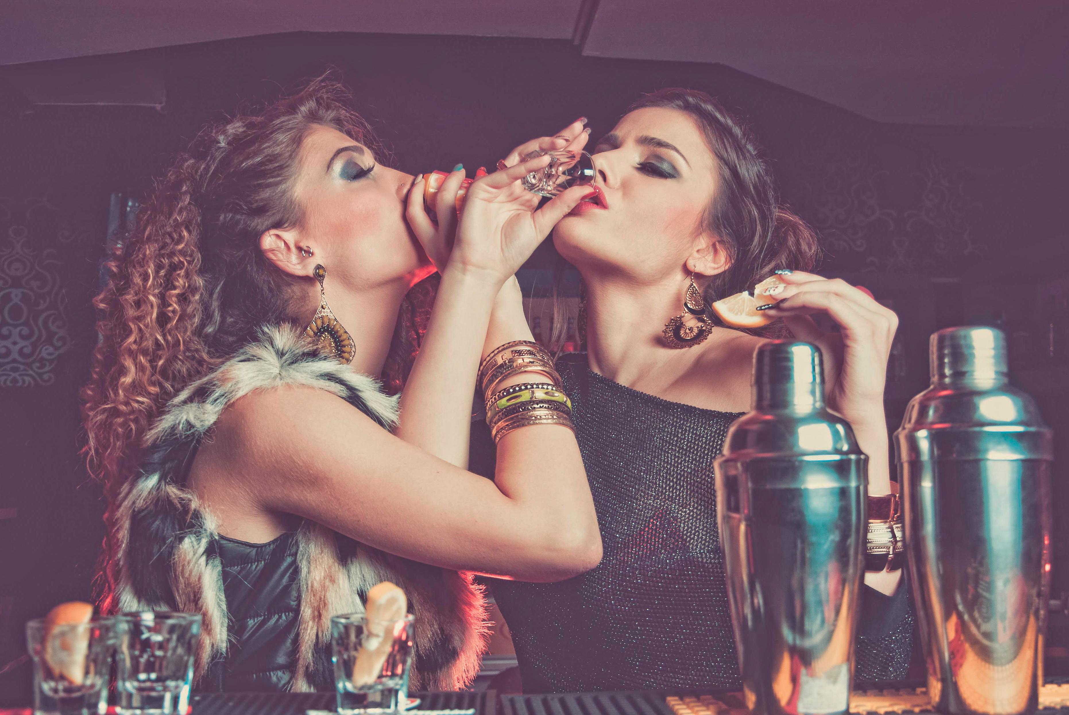 girls drinking in a club